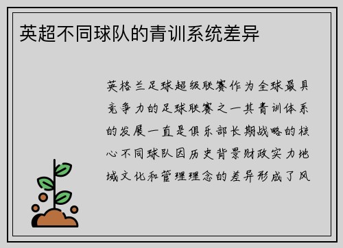 英超不同球队的青训系统差异